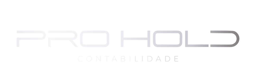 Logotipo da ProHold Contabilidade apresentando o nome "ProHold" em uma fonte escura e robusta acima da palavra "CONTABILIDADE", acompanhado por um símbolo gráfico estilizado em tons de dourado à esquerda.